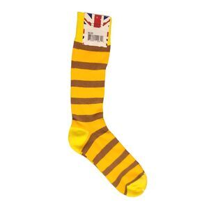 English Laundry Yellow & Brown Striped Men's Dress Socks Casual Business NEW
